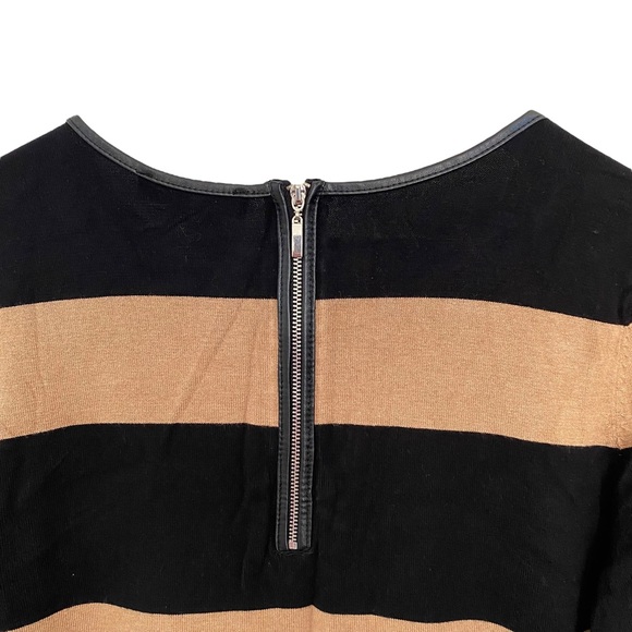 INC International Concepts camel and black striped knit dress zippered back - Picture 5 of 6